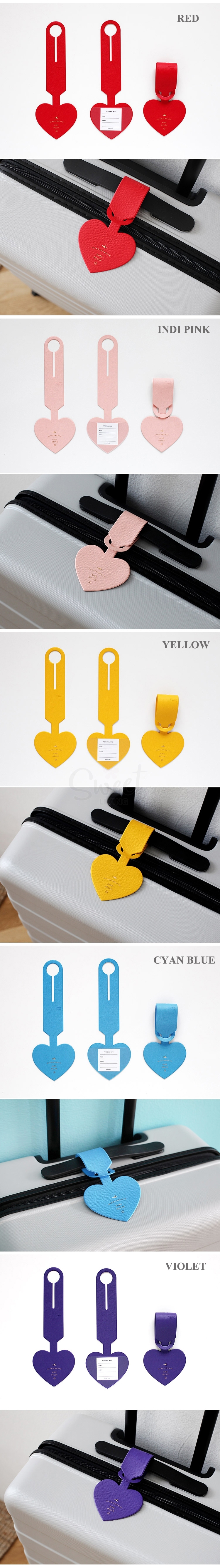 【韩国 2NUL】心形行李箱挂牌 登机牌 挂件 Aire Heart Name Tag 清仓款颜色随机 -  - 3@ - Sweet Living