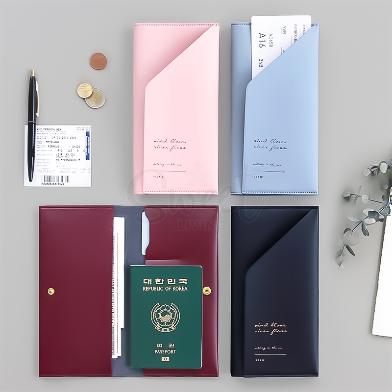 【韩国 Iconic】简约皮质护照保护套 机票夹 长款 Slit Passport wallet -  - 1@ - Sweet Living