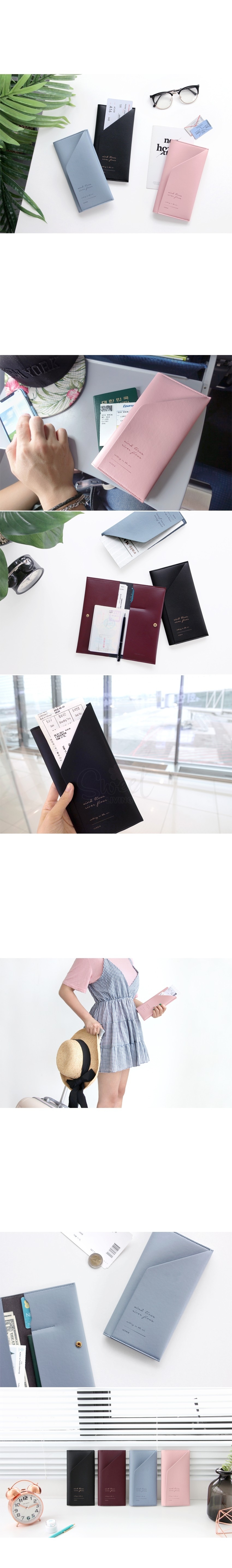 【韩国 Iconic】简约皮质护照保护套 机票夹 长款 Slit Passport wallet -  - 5@ - Sweet Living