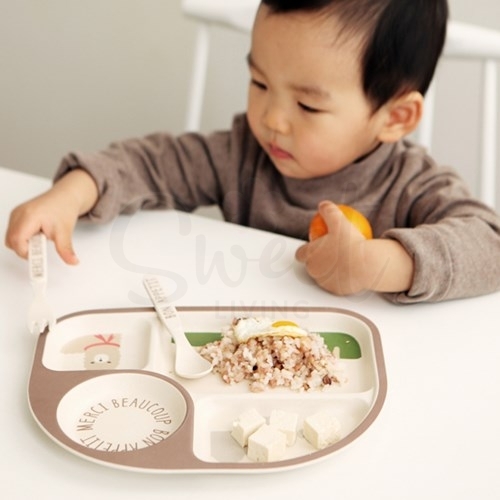 【韩国DailyLike】儿童植物竹纤维餐具安全无毒可爱宝宝餐盘套装带分隔碗 -  - 13@ - Sweet Living