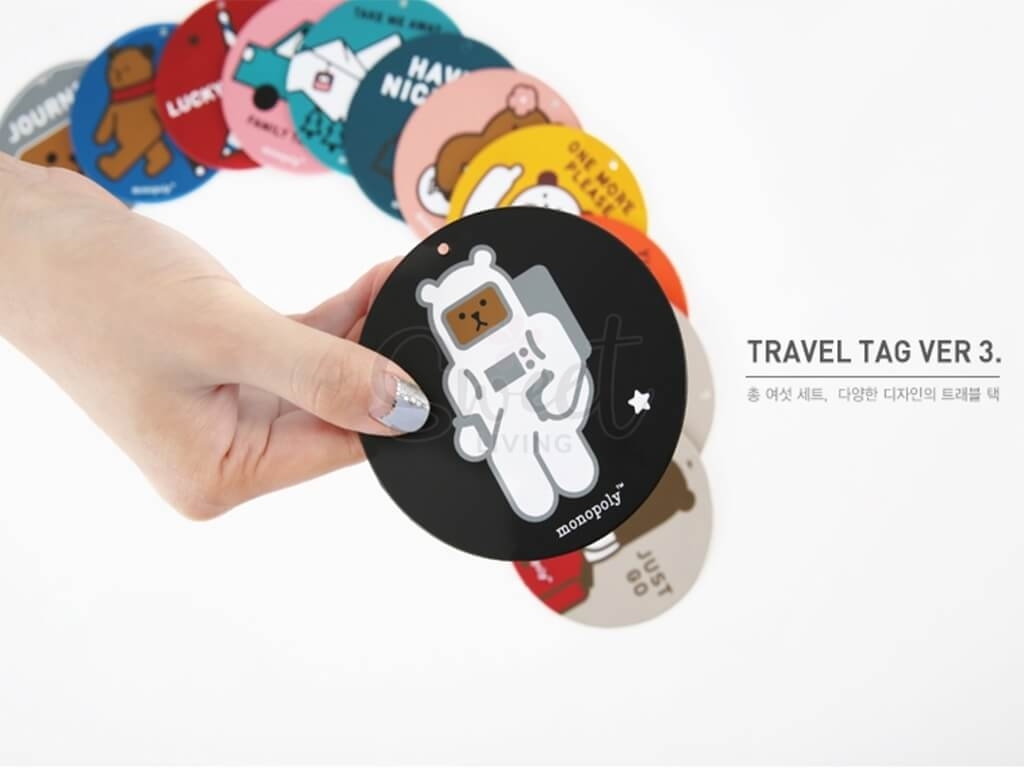 【韩国 Monopoly】TRAVEL TAG  可爱卡通情侣款行李牌挂件 一套两枚 -  - 9@ - Sweet Living