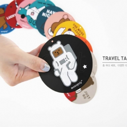 【韩国 Monopoly】TRAVEL TAG  可爱卡通情侣款行李牌挂件 一套两枚 - Sweet Living