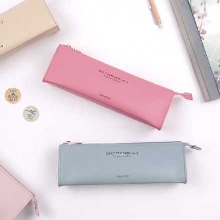 【韩国 MONOPOLY】时尚质感三角皮革笔袋笔盒文具收纳袋  DAILY PENCIL CASE ver.2 - Sweet Living