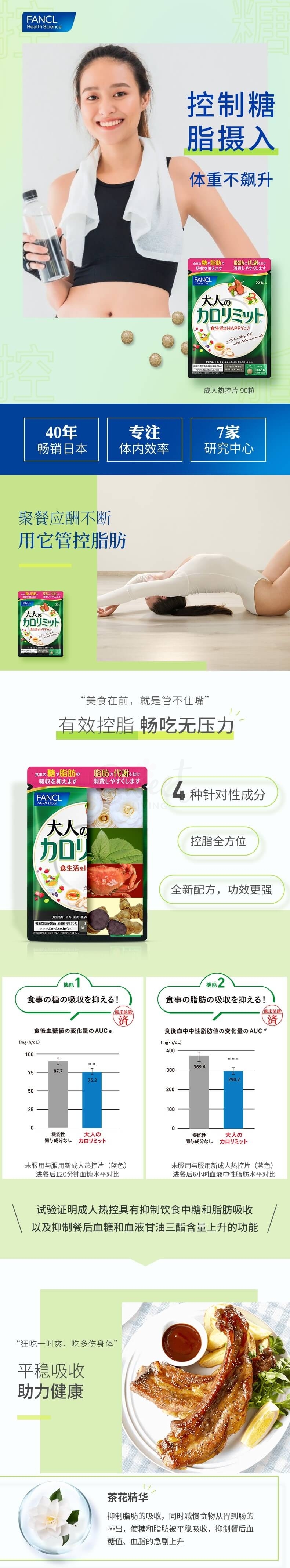 【日本 FANCL】热控片 抗糖阻断吸收减脂控糖 90粒新版 -  - 4@ - Sweet Living