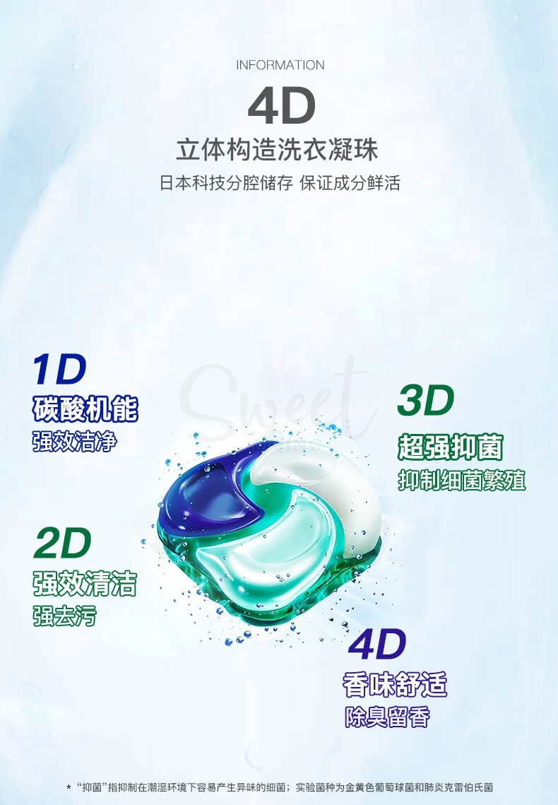 【日本 P&G】宝洁 碧浪Ariel 最新款4D洗衣球 洗衣凝珠 清洁杀菌加香柔顺四合一 袋装 -  - 16@ - Sweet Living