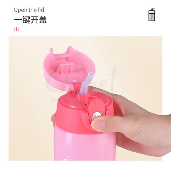 【日本 THERMOS】膳魔师 儿童保温杯 便携儿童吸管杯 不锈钢水杯 米奇米妮款 附赠斜挎背带水杯套 400ml/600ml -  - 11!!@ - Sweet Living