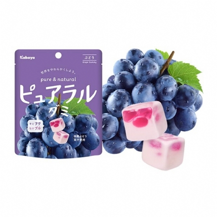 【日本 KABAYA】 Pure & Natural Fruit Soft Candy Grape 双层夹心方块软糖 巨峰提子 45g - Sweet Living