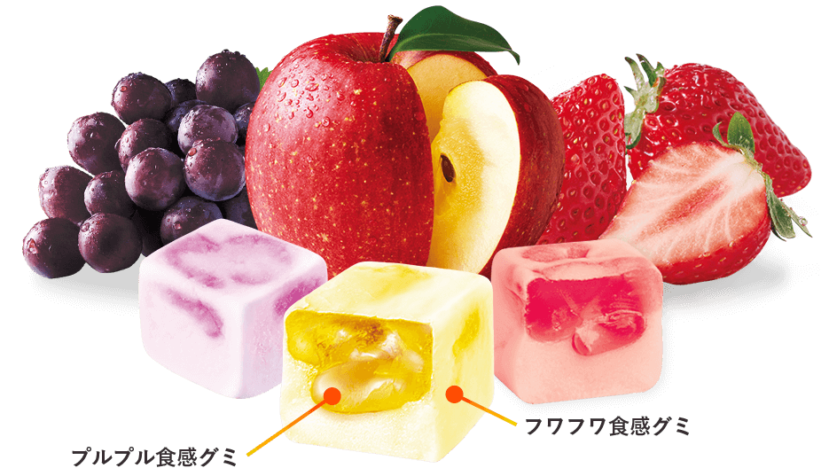 【日本 KABAYA】 Pure & Natural Fruit Soft Candy Grape 双层夹心方块软糖 巨峰提子 45g -  - 2@ - Sweet Living
