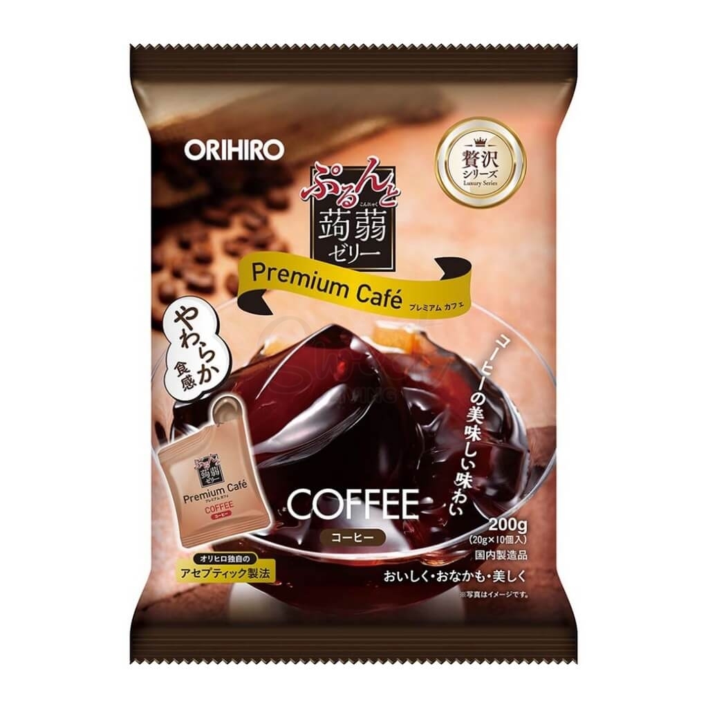 【日本 ORIHIRO】立喜乐 Konjac Jelly 低卡高纤 蒟蒻果冻粒 10枚入 咖啡味  200g -  - 1！@ - Sweet Living