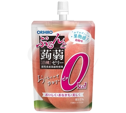 【日本 ORIHIRO】立喜乐 Konjac Jelly 零卡爽口 蒟蒻果冻 低卡高纤 蒟蒻果汁果冻 即食方便 白桃口味 130g -  - 1@ - Sweet Living