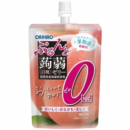 【日本 ORIHIRO】立喜乐 Konjac Jelly 零卡爽口 蒟蒻果冻 低卡高纤 蒟蒻果汁果冻 即食方便 白桃口味 130g - Sweet Living