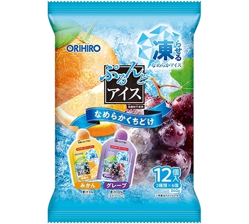 【日本 ORIHIRO】立喜乐 Konjac Jelly 低卡高纤 2025年夏季限定 果冻冰淇淋 12个入 橘子+葡萄味（需冰箱冷冻后食用） -  - 1@ - Sweet Living