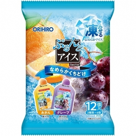 【日本 ORIHIRO】立喜乐 Konjac Jelly 低卡高纤 2025年夏季限定 果冻冰淇淋 12个入 橘子+葡萄味（需冰箱冷冻后食用） - Sweet Living