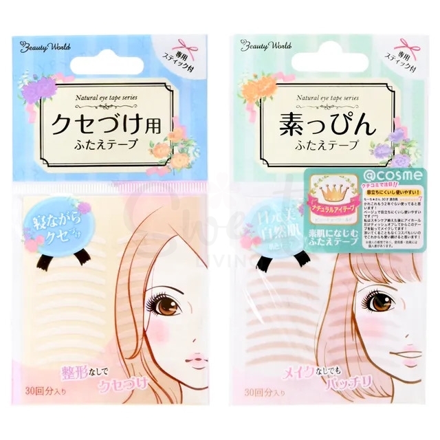 【日本 LUCKY TRENDY 】Beauty World 极细肤色 素肌双眼皮贴 肉色蕾丝网状 自然隐形 30回分/90回分/夜间版 -  - 1@ - Sweet Living