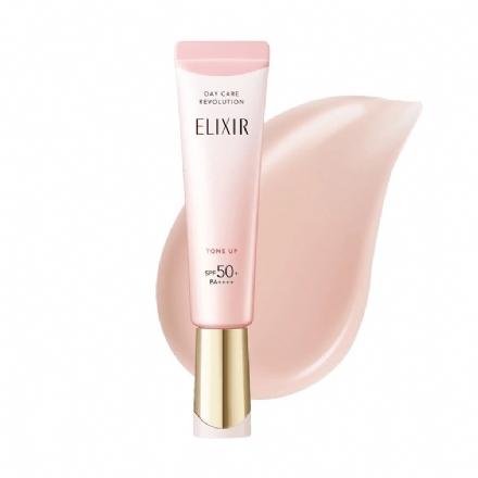 【日本】 Elixir 资生堂 怡丽丝尔 调色提亮乳液防晒隔离三合一 胶原亮妍防晒美肌乳 / Shiseido Elixir Day Care Multifunctional Tone Up Emulsion Baby Pink SPF50+ (35g) - Sweet Living