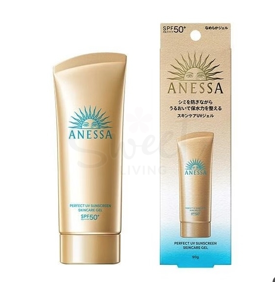 【日本】资生堂 安耐晒 安热沙 金灿倍护防晒啫喱 脸部防晒凝露 /Anessa Sunscreen Perfect UV Skin Care Gel SPF50+ PA++++ 90g -  - 1@ - Sweet Living