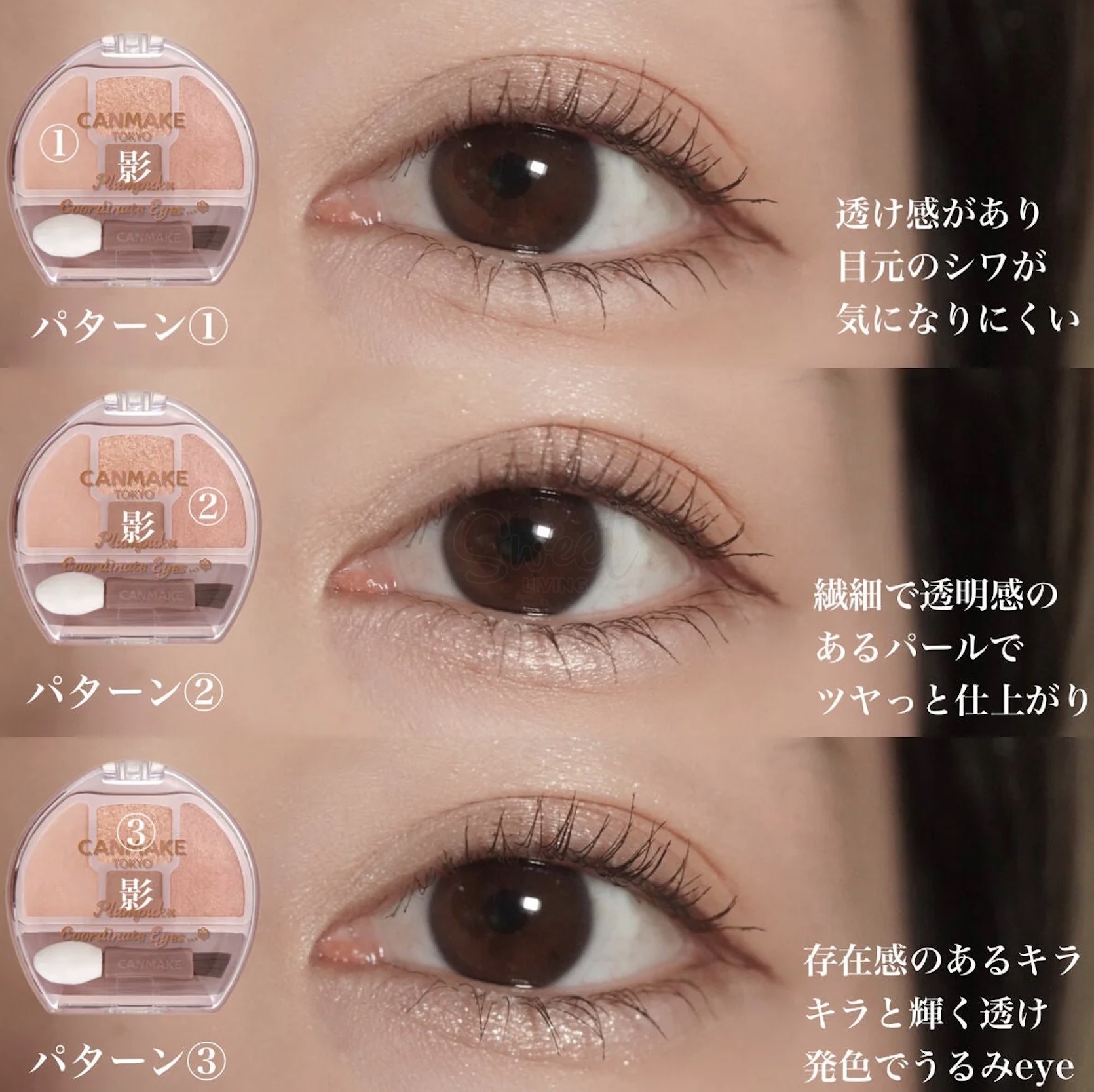 【日本】CANMAKE Plumpuku Coordinate Eyes 卧蚕眼影盘 1.4g 01号 Apricot -  - 2@ - Sweet Living