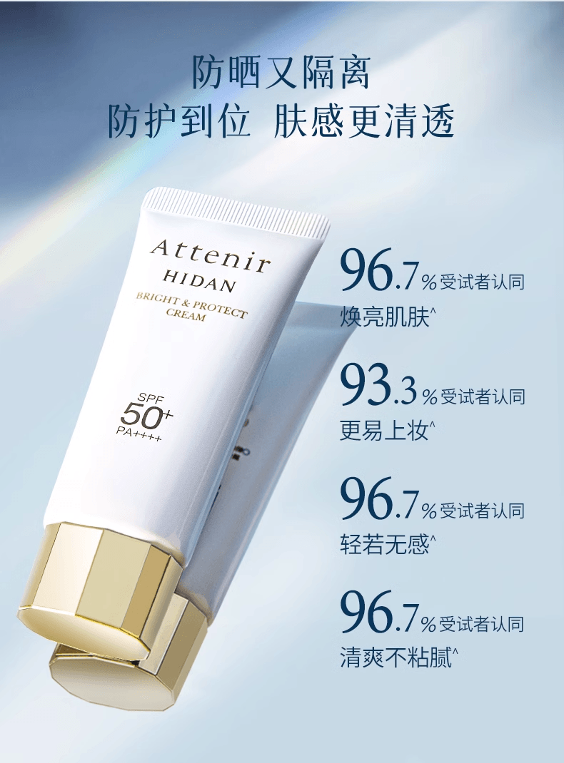 【日本】ATTENIR/艾天然 全效防晒隔离霜  温和养肤物理防晒 防水防汗抗初老 SPF35 PA+++ 30g -  - 6@ - Sweet Living