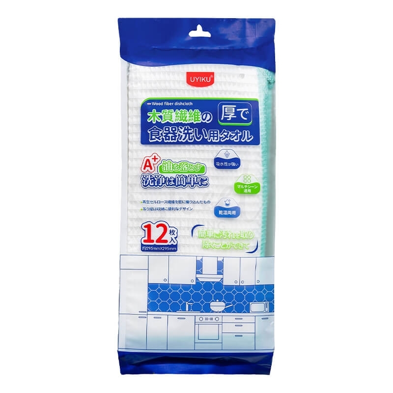 【中国】UYIKU 物以可 出口日本 不沾油抹布 木纤维清洁巾厨房洗碗巾不掉毛 易清洗 厨房 12条/包 - @ - Sweet Living