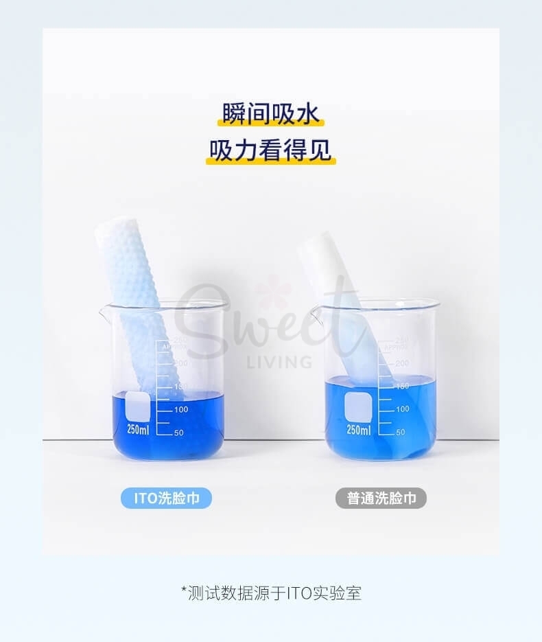 【日本】ITO洗脸巾 抽取式 洁面洗脸巾 加厚加大 一次性绵柔巾 加厚双面螺纹款 60抽/包/Facial Cotton Cleansing Towel -  - 5@ - Sweet Living