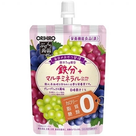 【日本】 ORIHIRO 立喜乐 KONJAC JELLY 低卡高纤 蒟蒻果汁果冻 【补充铁&多种矿物质】【0糖0脂0卡】 葡萄味 130G - Sweet Living