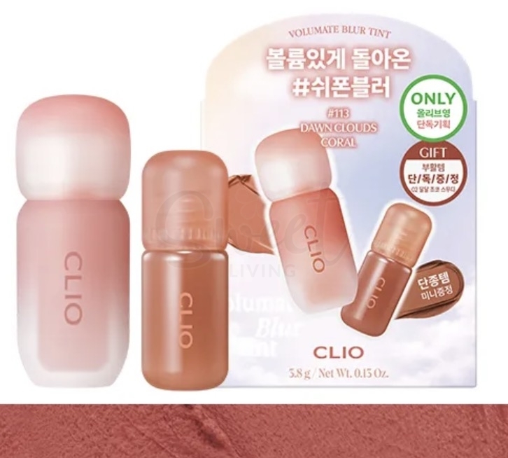 【韩国】Clio 珂莱欧 小胖墩 哑光唇釉 套组加赠迷你唇釉 113 晨雾珊瑚 -  - 1#@ - Sweet Living