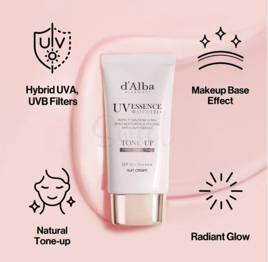 【韩国】d'alba 黛尔珀 粉色防晒隔离霜 素颜提亮 防水防汗 妆前乳 修正暗黄 精华养肤 50ml SPF50+ PA++++ -  - 3@ - Sweet Living